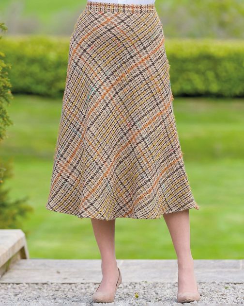 Ramsey Checked A Line Wool Blend Tweed Skirt