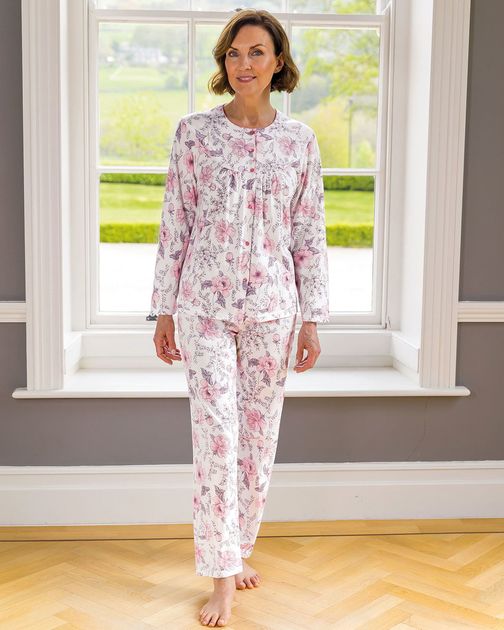 Slenderella Adaline Floral Long Sleeve Cotton Pyjamas