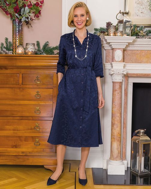 Bernadette Pie Frill Detail 3/4 Sleeve Shirt Dress