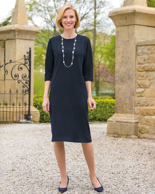 Yvette Wool Blend Pull On 3/4 Sleeve Dress