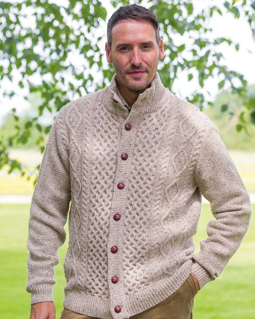 Wetherby Natural Aran Cardigan Mens