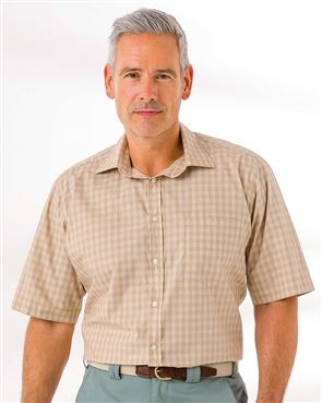 Mens Cotton Short Sleeve Casual Check Shirt