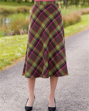 Barnwell Wool Blend Checked Skirt