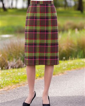 Barnwell Wool Blend Checked Straight Skirt