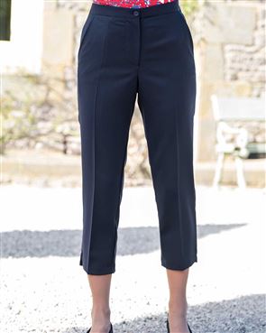 Sandown Capri Navy Wool Blend Pull On Trousers