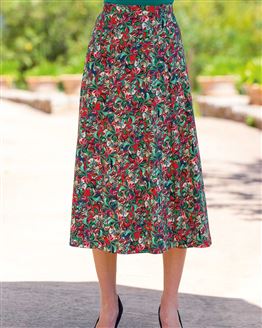 Coco Patterned Pull On Silky Cotton Skirt