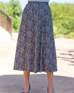 Delilah Paisley Patterned Pull On Cotton Skirt