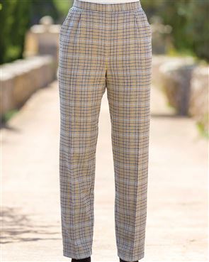 Camden Ladies Pull On Wool Blend Checked Trousers