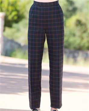 Bromley Pull On Wool Blend Checked Ladies Trousers