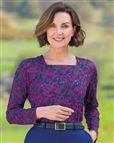 Athena Patterned Square Neck Long Sleeve Top