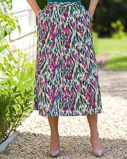 Janelle A Line Patterned Viscose Lined Skirt