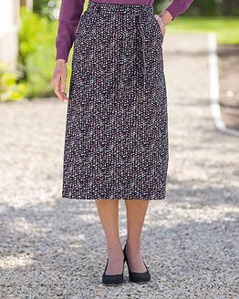 Joanna Patterned Cotton Babycord Lined A Line Skirt
