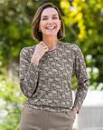 Zelda Patterned Viscose Long Sleeve Blouson Top